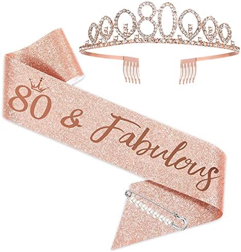Rose Gold Birthday Tiara and Sash Set for Women
