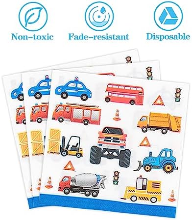 Traffic Cars Trucks Transportation Party Ware Set for 20 Guests