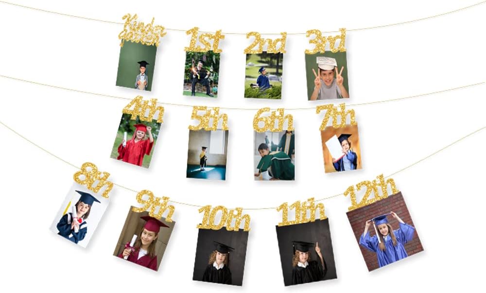 Gold Glitter Graduation Photo Banner for Class of 2025