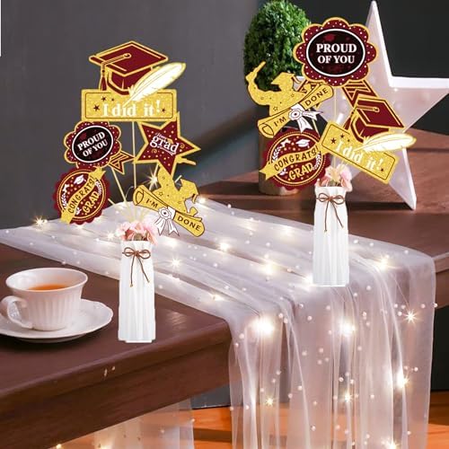Maroon Gold Graduation Centerpieces 24Pcs Class of 2025