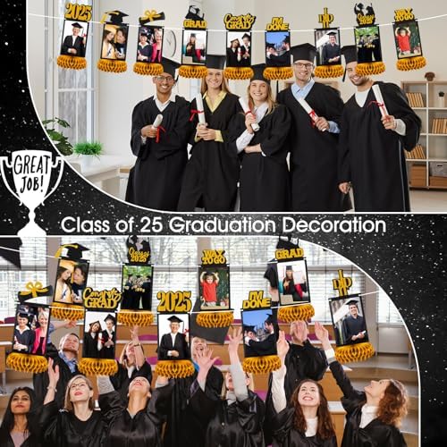 Gold Graduation Centerpieces Set 9 Pcs for Class of 2025