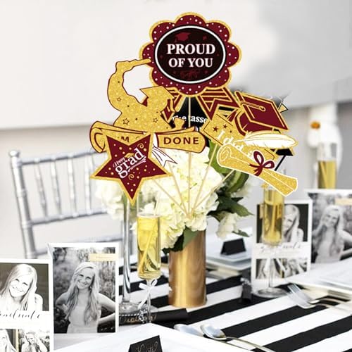 Maroon Gold Graduation Centerpieces 24Pcs Class of 2025