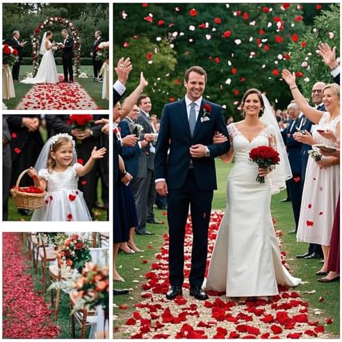 340PCS Real Red Rose Petals Dried Confetti