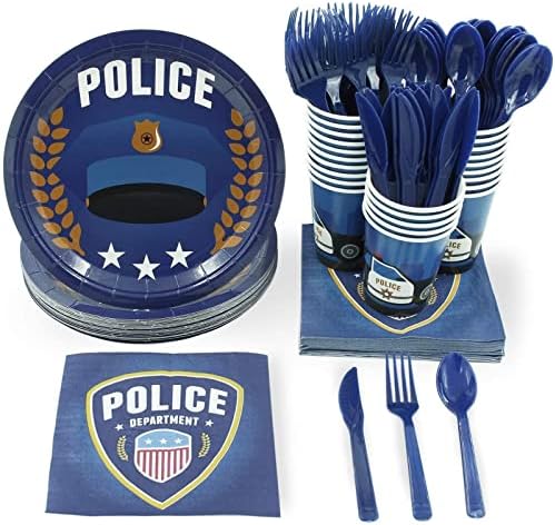 144 Piece Police Birthday Party Supplies for 24 Guests