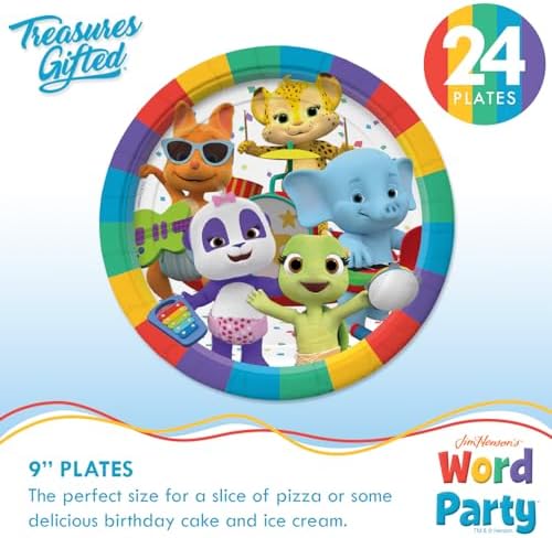 Treasures Gifted Word Party Birthday Plates Napkins Set for 24 Guests