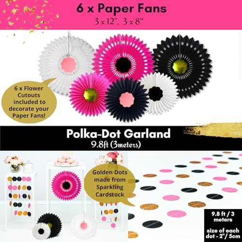Hot Pink and Black Birthday Decor Kit