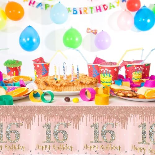 Sweet Rose Gold 3 Pack 16th Birthday Tablecloths