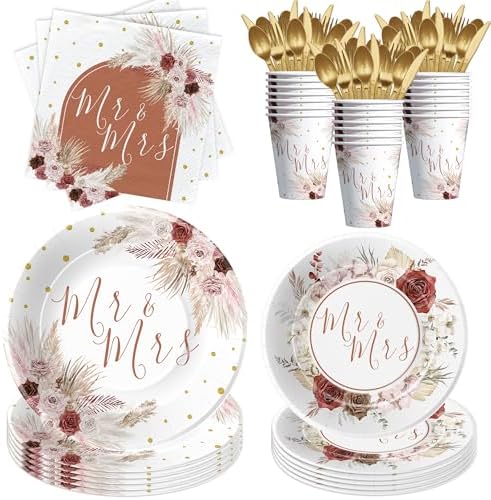 Mr And Mrs Bridal Shower Tableware Set Serves 24