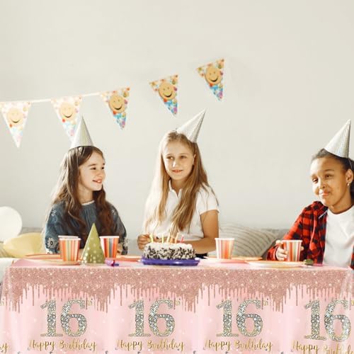 Sweet Rose Gold 3 Pack 16th Birthday Tablecloths