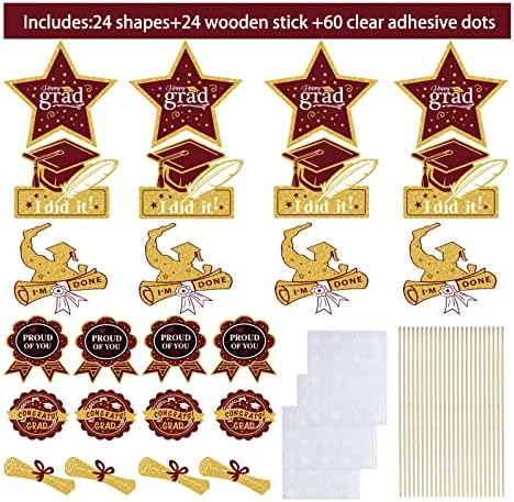 Maroon Gold Graduation Centerpieces 24Pcs Class of 2025