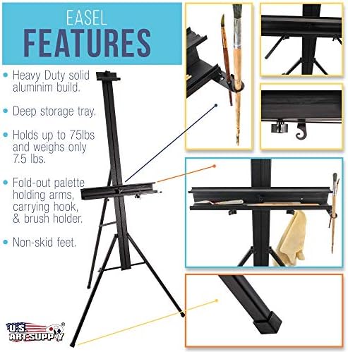 US Art Supply Heavy-Duty 69 Aluminum Studio Easel Stand