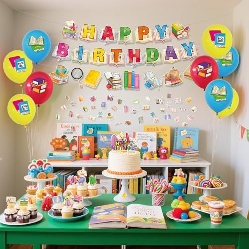 Book Themed Birthday Party Decorations Set