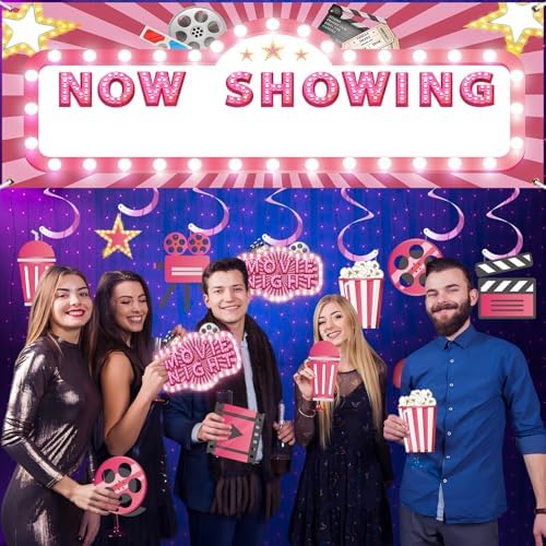 Pink Movie Night Party Decorations 36Pcs