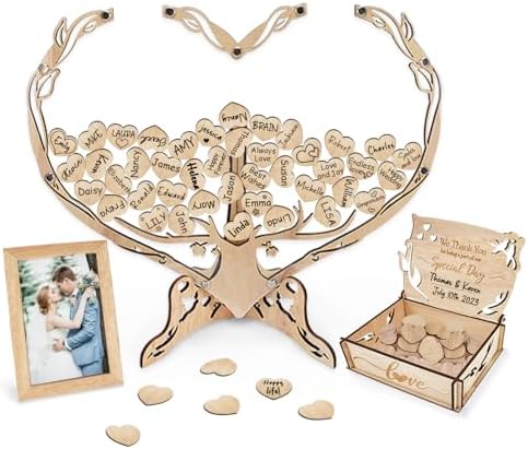 Heart-Shaped Wedding Guest Book with Tree of Life Frame