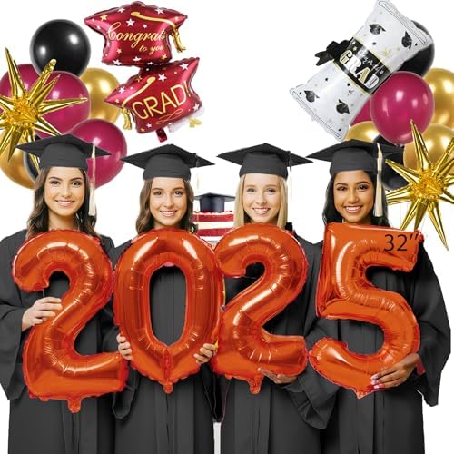 Maroon Black Gold Balloons Garland Kit for Graduation 2025