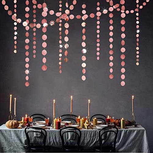 Cheerland Glitter Rose Gold Circle Dot Garland Decorations