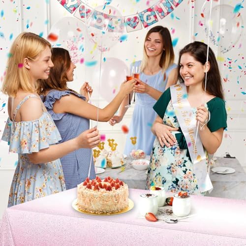 OQOQ Gradient Dots Plastic Tablecloth 3 Pack Pink White