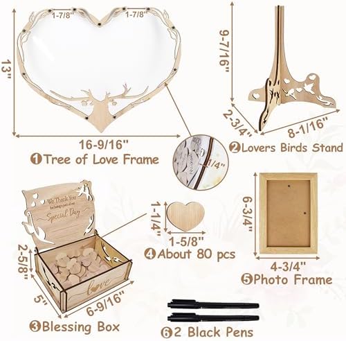 Heart-Shaped Wedding Guest Book with Tree of Life Frame