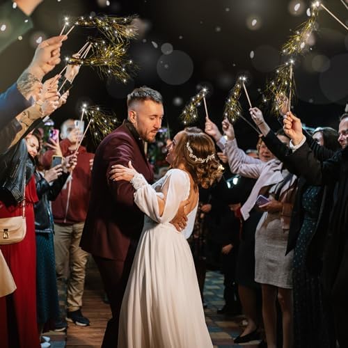 24 Pcs Lighted Wedding Wands with LED Tinsel