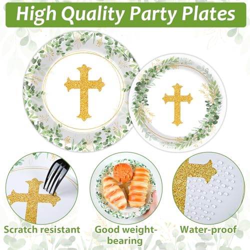200 Pcs God Bless Party Plates Set for Baptism Ceremony