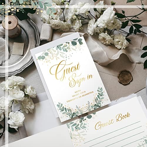 Geyee 3 Pcs Wedding Guest Book Set with Pen Holder