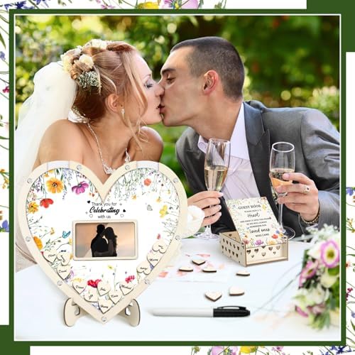 Chunful Wildflower Heart Guest Book Set