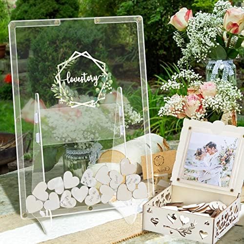 AerWo Wedding Guest Book Alternative with Stand and Hearts