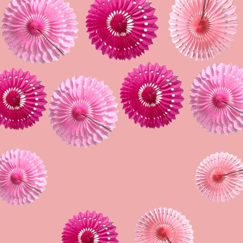 Pink Hanging Honeycomb Fans Decor Kit 12pcs