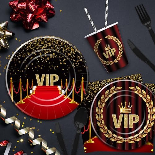 VIP Red Carpet Party Tableware Set for 24 Guests