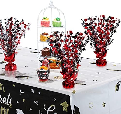 Funrous 3 Piece Graduation Table Centerpieces Black Red