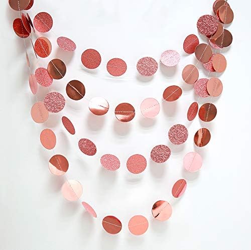 Cheerland Glitter Rose Gold Circle Dot Garland Decorations
