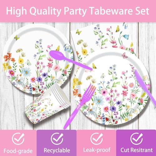 140 Pcs Wildflower Party Supplies Decorations
