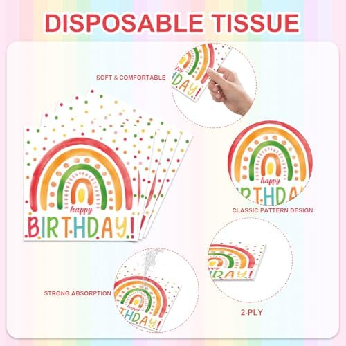 48Pcs Rainbow Themed Party Tableware Set