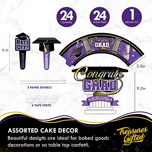 Treasures Gifted Purple Graduation Decor Set for 24 Guests