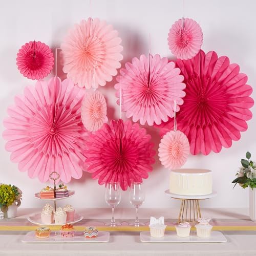 Paper Jazz Hot Pink Paper Fans Decor Set