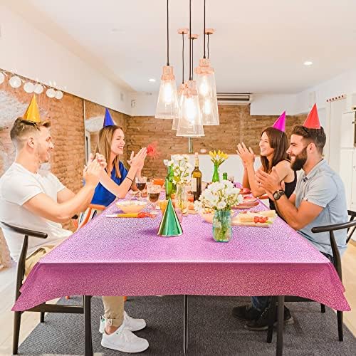 4 pcs Pink Holographic Laser Tablecloths for Party Decor