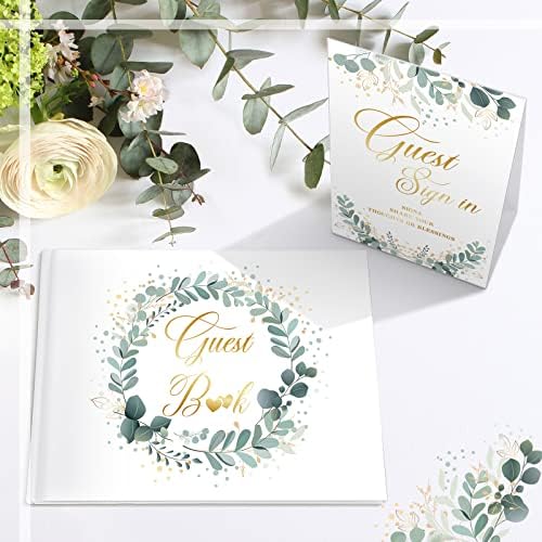 Geyee 3 Pcs Wedding Guest Book Set with Pen Holder