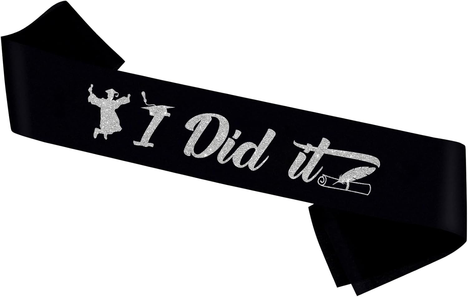 I Did It Black Sash with Silver Foil Graduation Decor