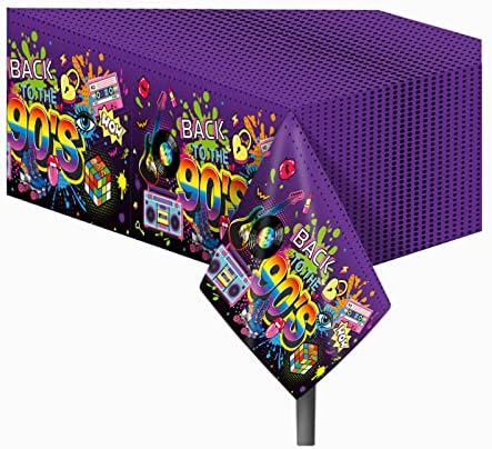 CC HOME 90s Party Tablecloth 54x87 Inch