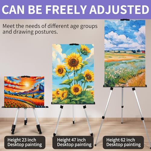4 Pack Adjustable Portable Art Easel Stand with Carry Bag - Silver