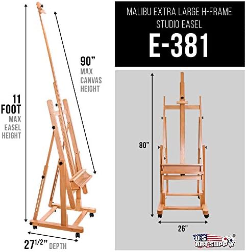 US Art Supply Heavy Duty Extra Large Adjustable H-Frame Easel
