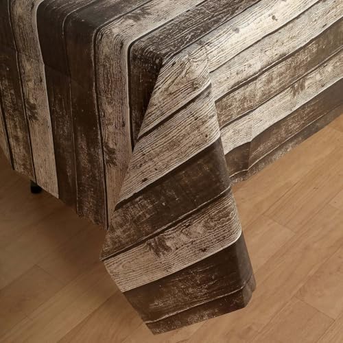 Balsa Circle 5 Pack Charcoal Gray Rectangular Tablecloth with Wooden Design