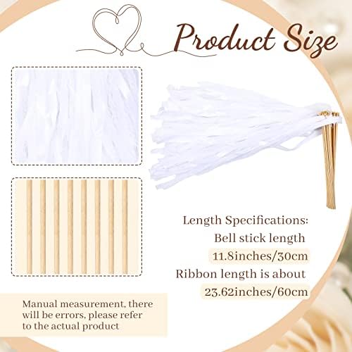 150 Pcs White Lace Ribbon Stick Wands for Wedding and Party