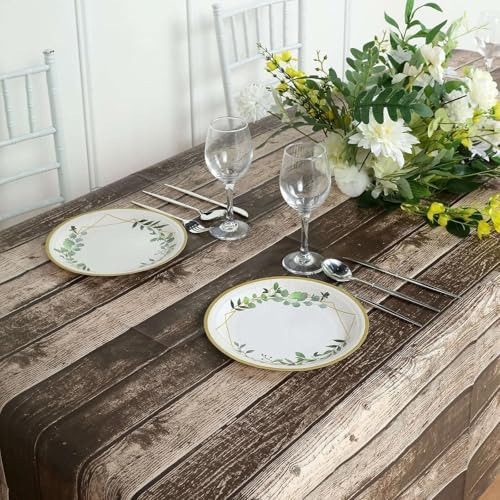 Balsa Circle 5 Pack Charcoal Gray Rectangular Tablecloth with Wooden Design