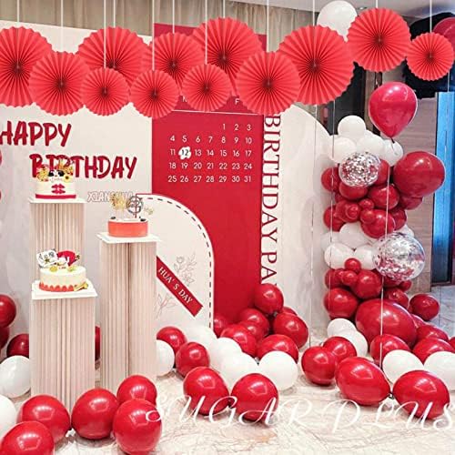 HQZ Red Party Hanging Fans DIY Set 12pcs