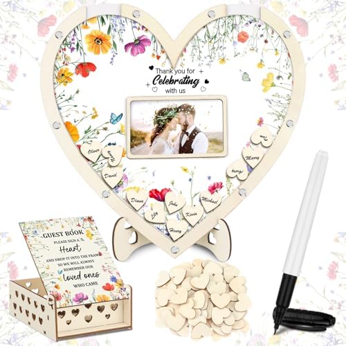 Chunful Wildflower Heart Guest Book Set
