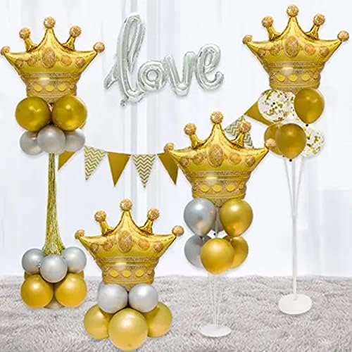 4Pcs Gold Crown Foil Balloons for Weddings and Parties