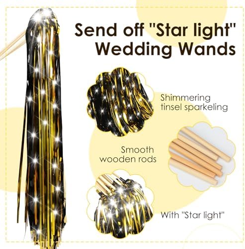 24 Pcs Lighted Wedding Wands with LED Tinsel
