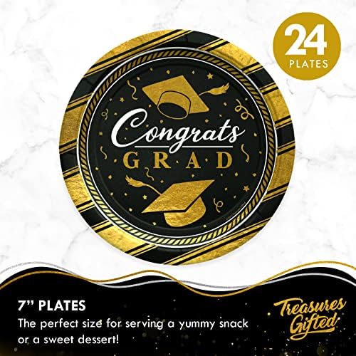 Treasures Gifted Gold Graduation Decor Set - 24 Piece Party Pack
