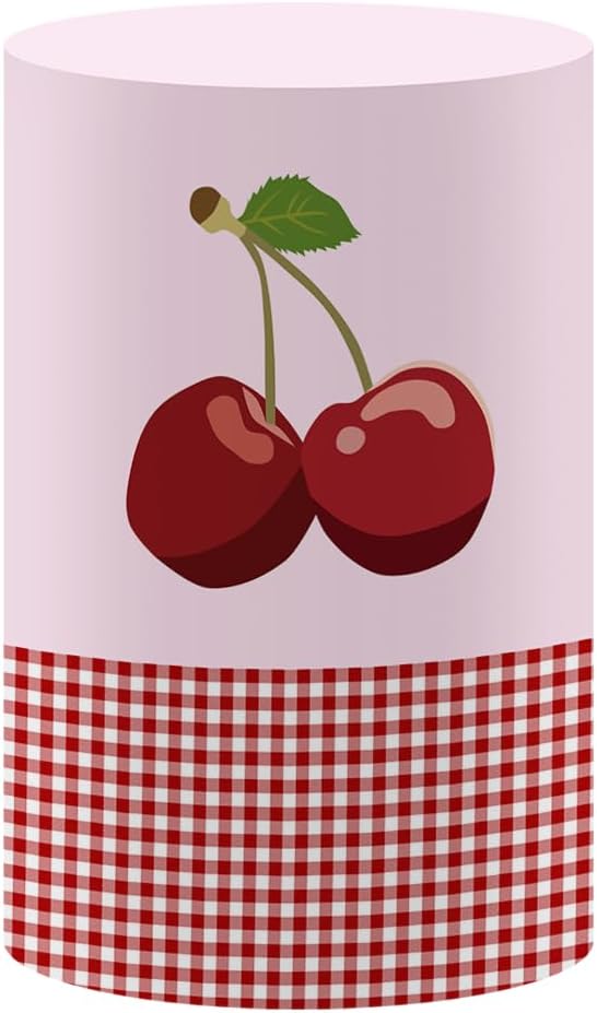 KONPON Cherry Cylinder Plinth Cover for Kids Birthday Party